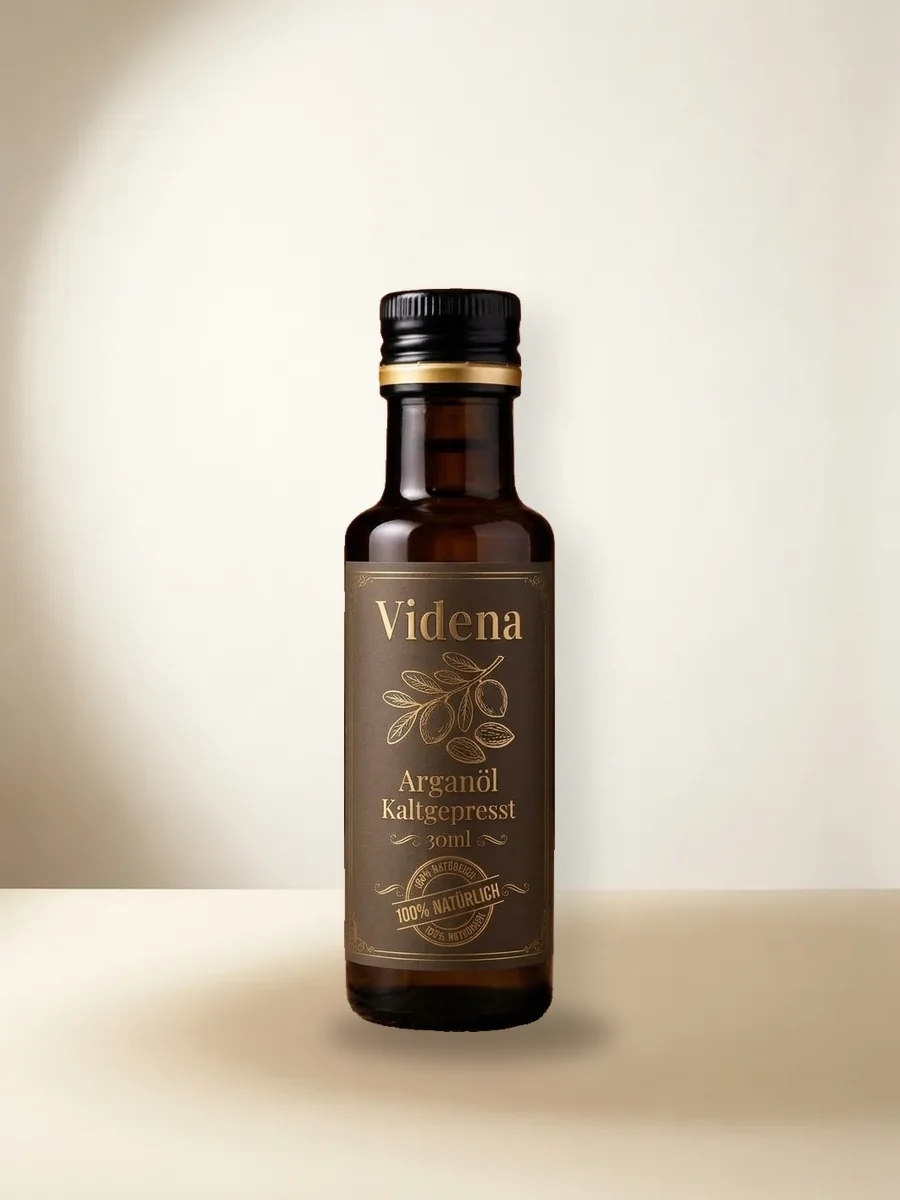 Arganöl 30ml – Videna Flasche freigestellt vor hellem Studiohintergrund
